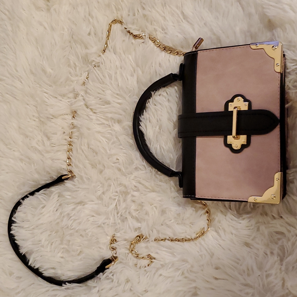 NWOT Small Bag blush / black / gold accents and chain